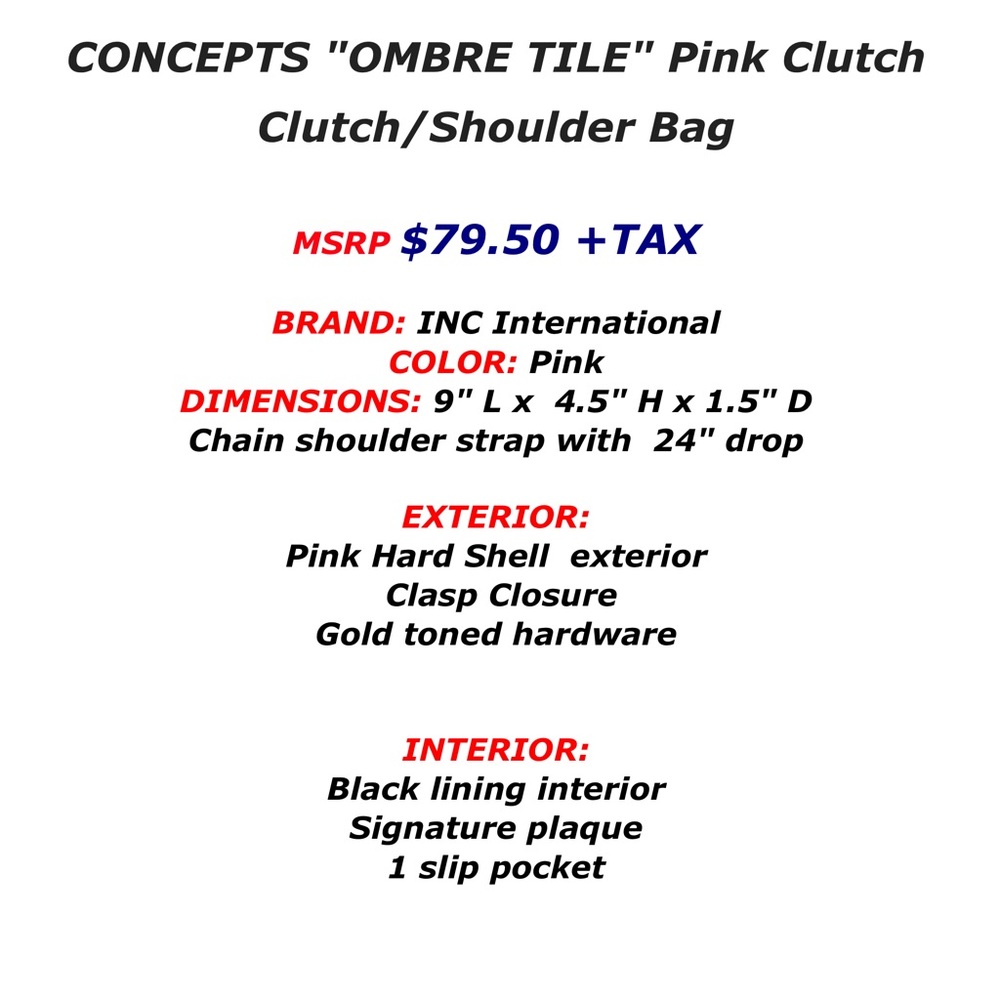 SOLDINC Pink Cross Body Clutch NWOT - Picture 4 of 4